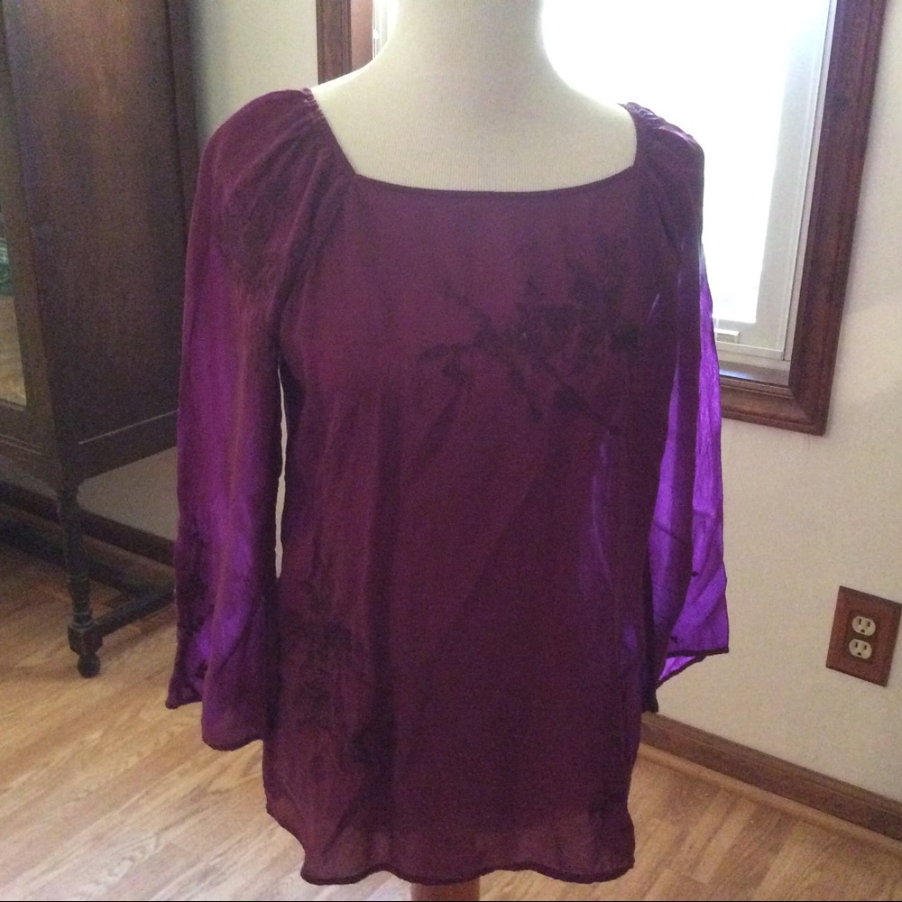 JJill   Burgundy Pullover Top Size Medium